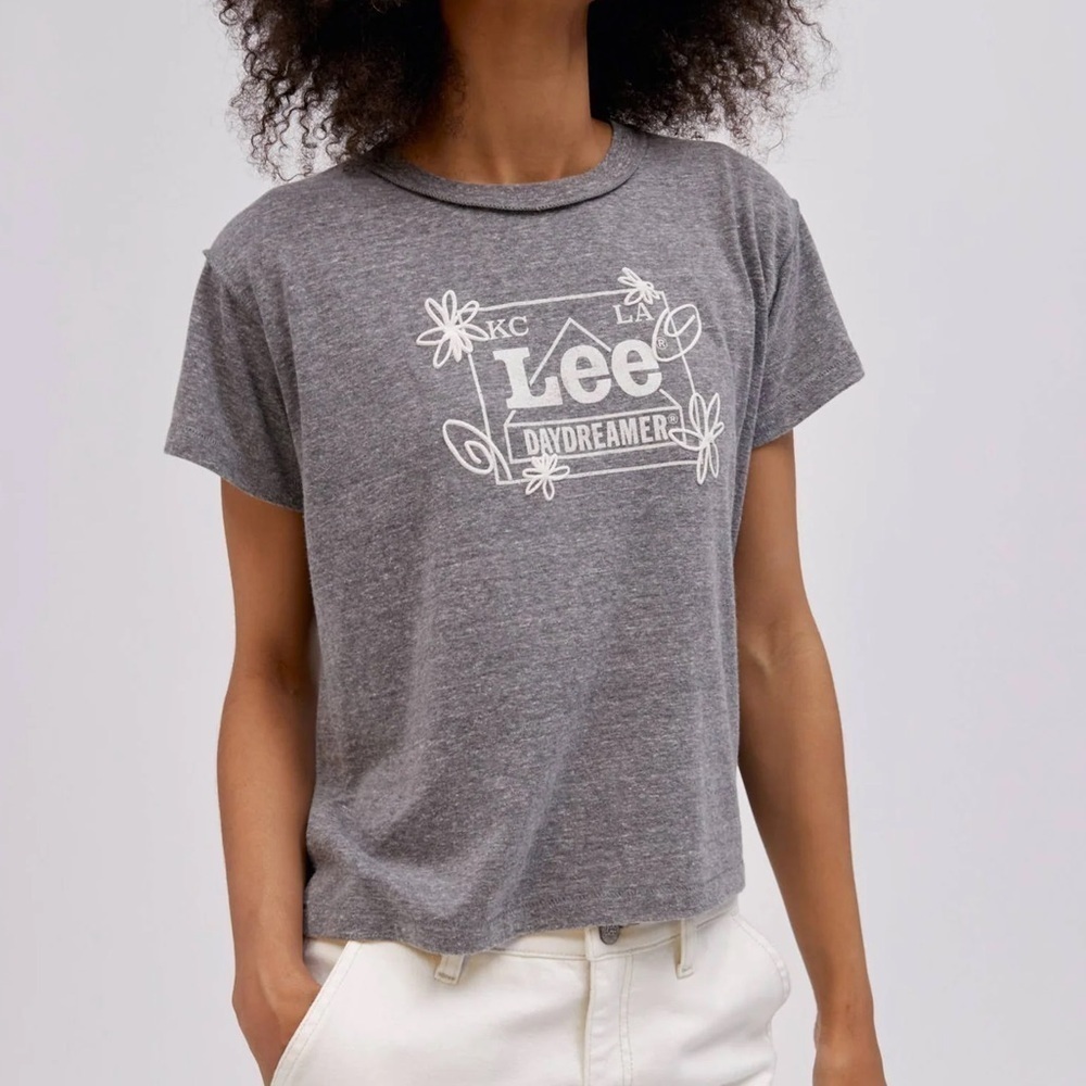 Lee x Daydreamer Doodles Reverse Girlfriend Tee in Heathered Gray Size XL NWOT